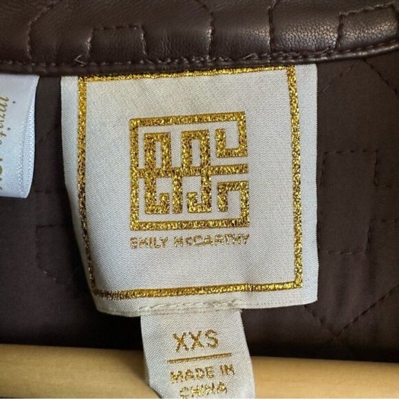 Emily McCarthy XXS Brown FX Leather Puff Sleeve Dress Matrix Steampunk Wet Look - Picture 9 of 16